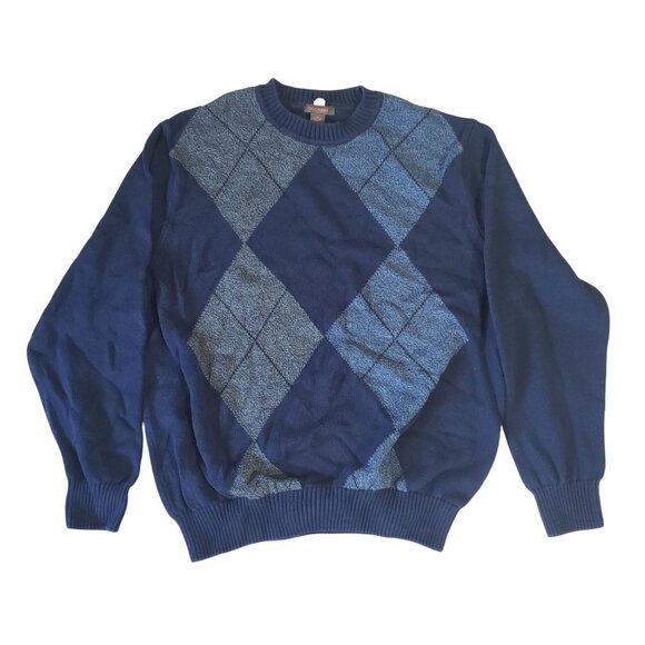 Dockers Mens Argyle Navy Blue Crewneck Sweater Size XL Preppy Casual Fall - Picture 1 of 5